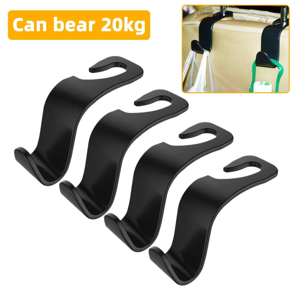Car seat hooks black double head hanger pair product photography