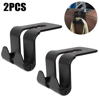 Car seat hooks double head hanger 2 pack set in black color