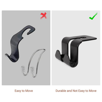 Car seat hooks durable design comparison showing anti-slip feature
