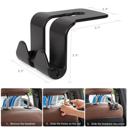 Car seat hooks close-up detail of headrest attachment and hook fastening