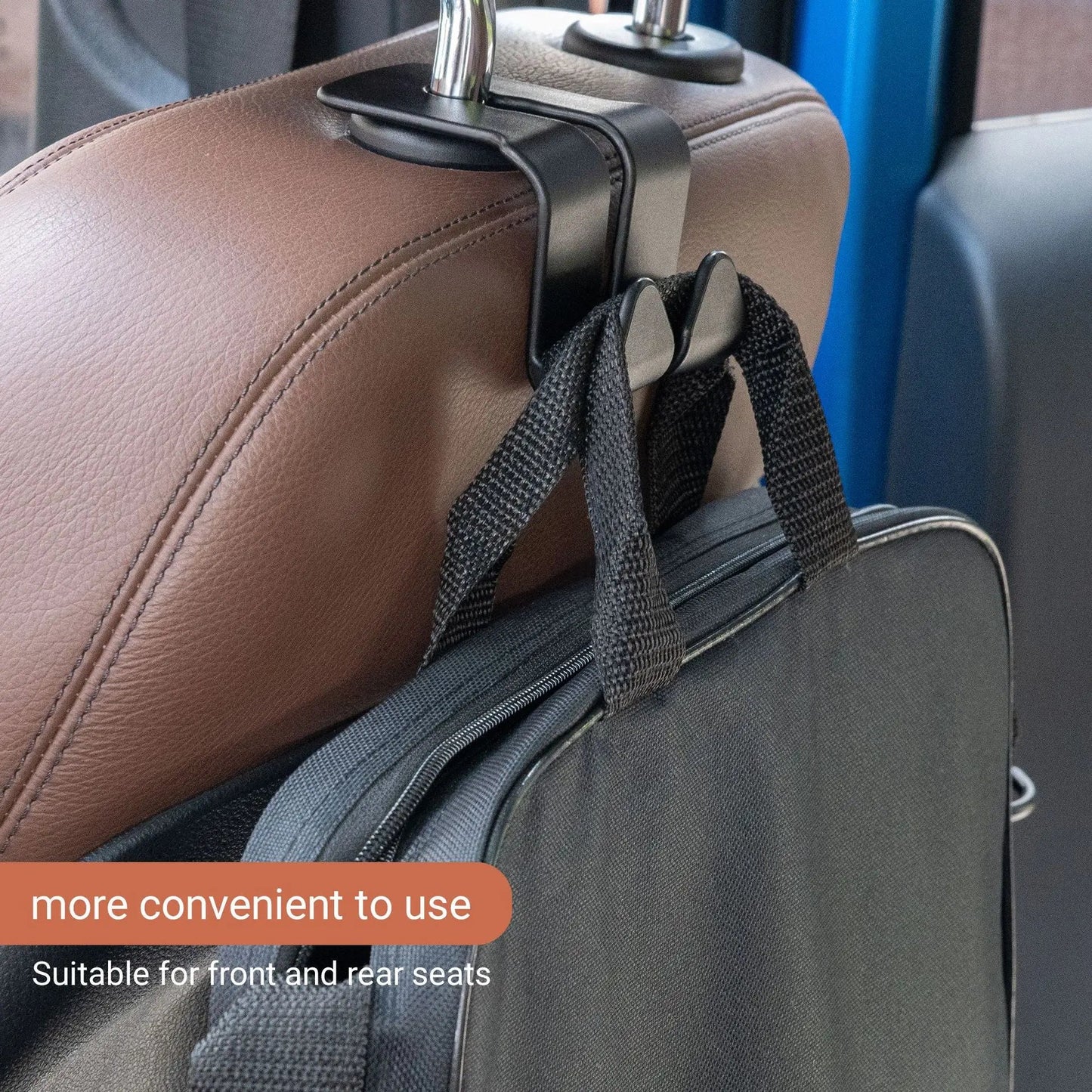 Car seat hooks holding multiple items bags and accessories real use demonstration