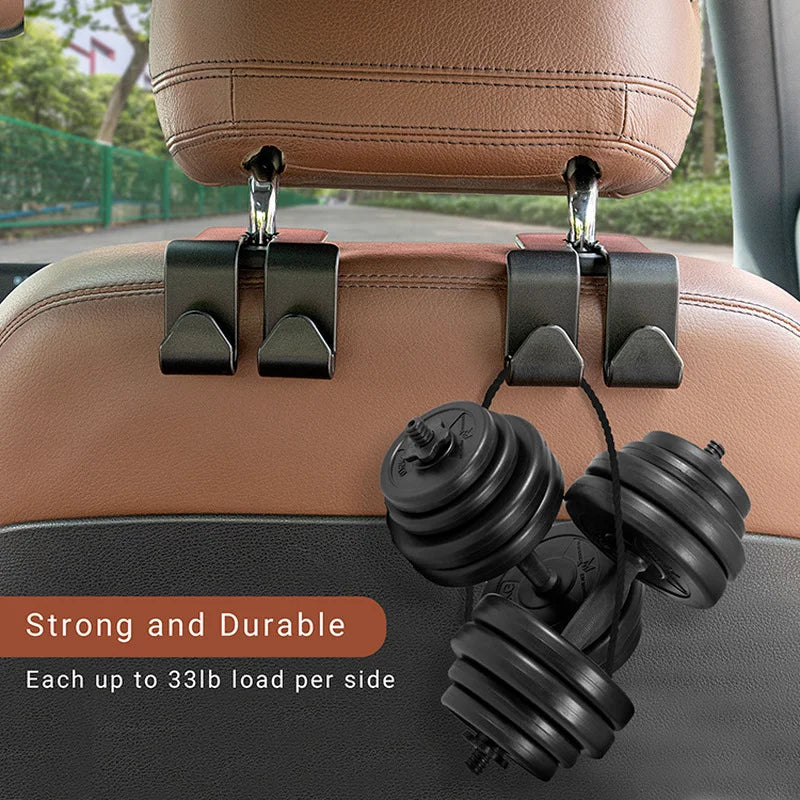 Car seat headrest hooks strong and durable with 33lb per side load capacity demonstration