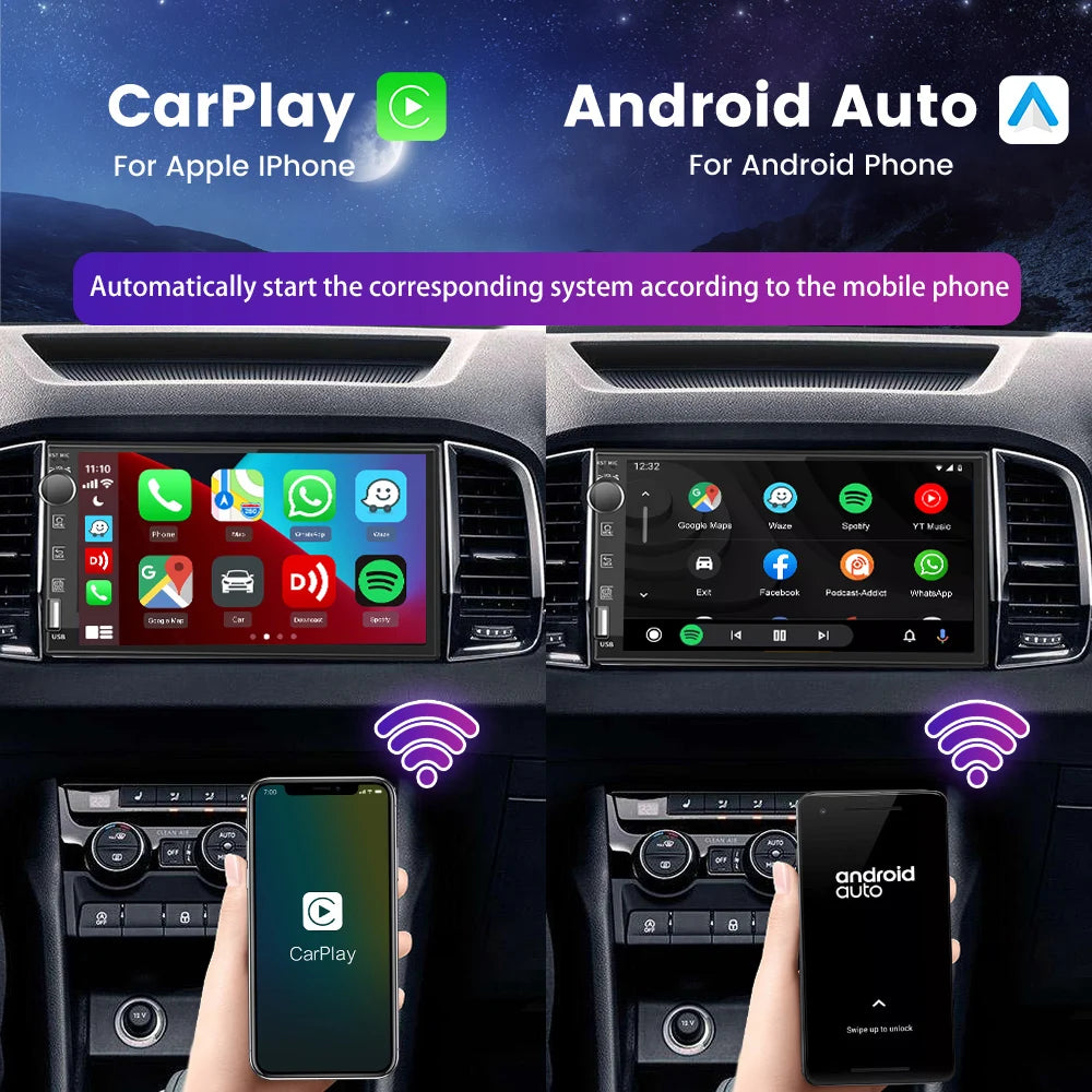 Demonstration of Carlinkit dongle automatically switching between CarPlay and Android Auto by phone type