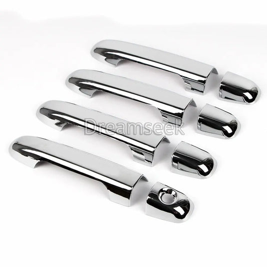 Chrome handle cover installed on Hyundai front door – smart key compatible