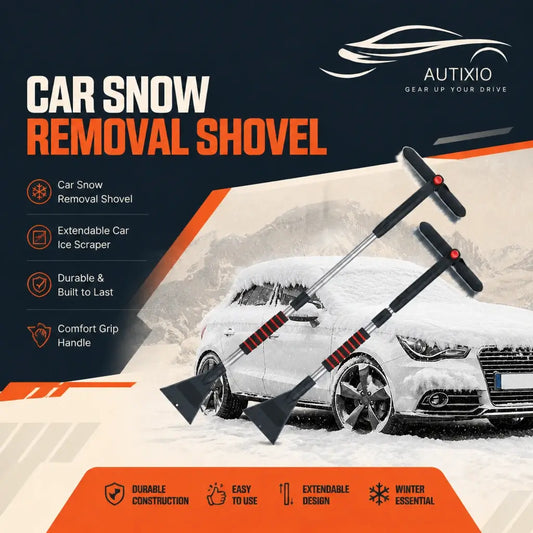 Autixio collapsible car snow removal shovel and ice scraper set, extendable design, durable comfort-grip handle