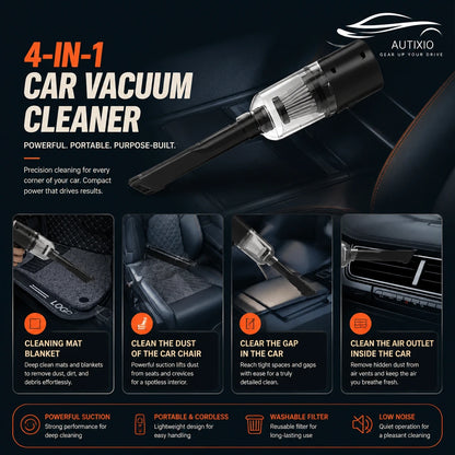 Handheld vacuum for car cleaning mats seat dust gaps and air outlets