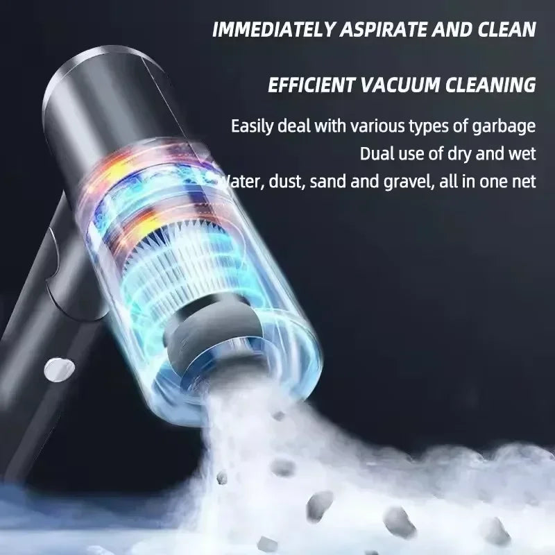 Handheld vacuum efficiently cleaning water dust sand and gravel