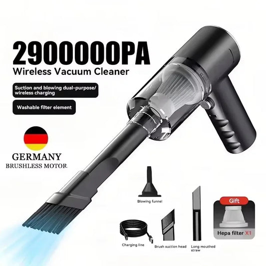 Compact wet-dry vacuum cleaner with motor brush, filter, and charging cable included