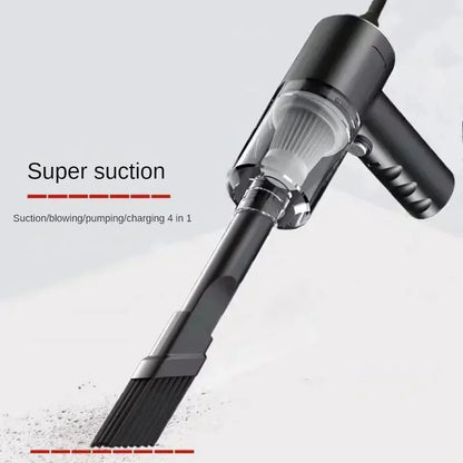 Suction power demonstration showing 4-in-1 functionality blowing pumping charging
