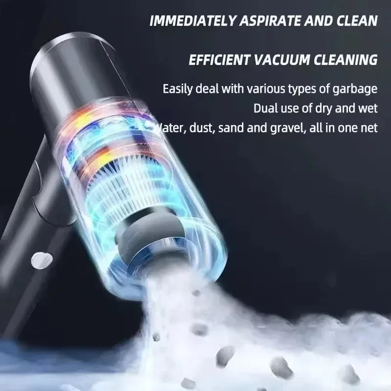 Efficient wet-dry vacuum cleaning with dual suction and blowing capability