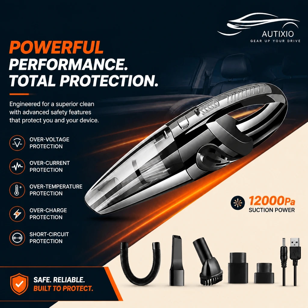 Cordless handheld car vacuum cleaner – black compact design