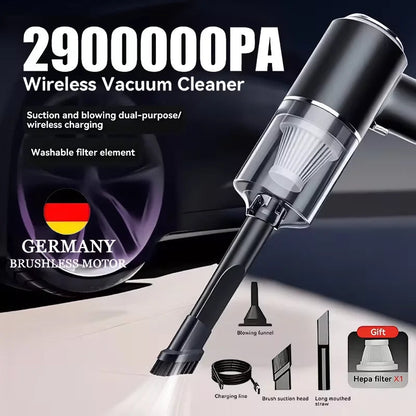 Cordless wet and dry vacuum cleaner 290000PA with accessories and brushless motor