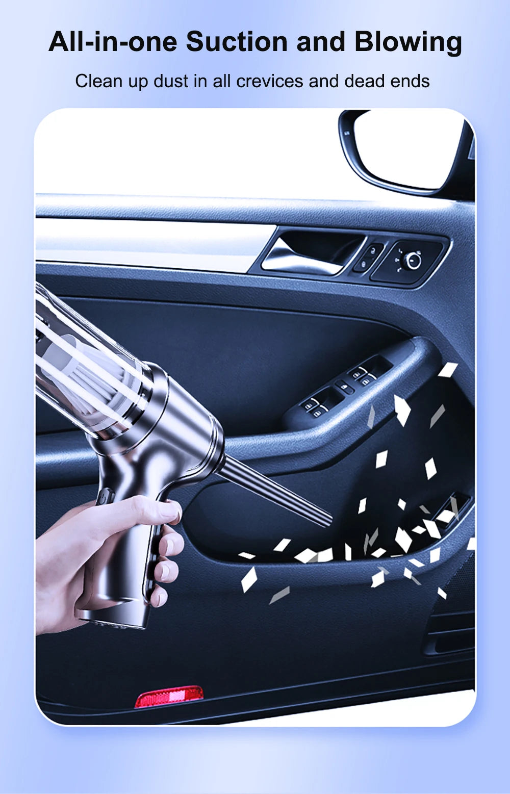 Crevice tool attachment for cleaning narrow car spaces