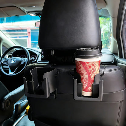 Black cup holder back seat rack with phone holder and hooks for car