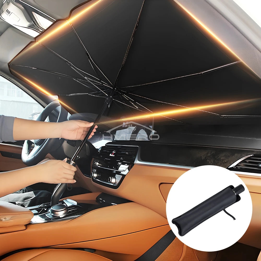 Folded compact design of foldable car sun shade