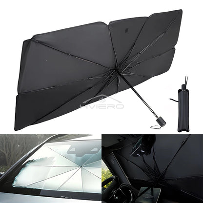 Front display of foldable UV car sun shade windshield