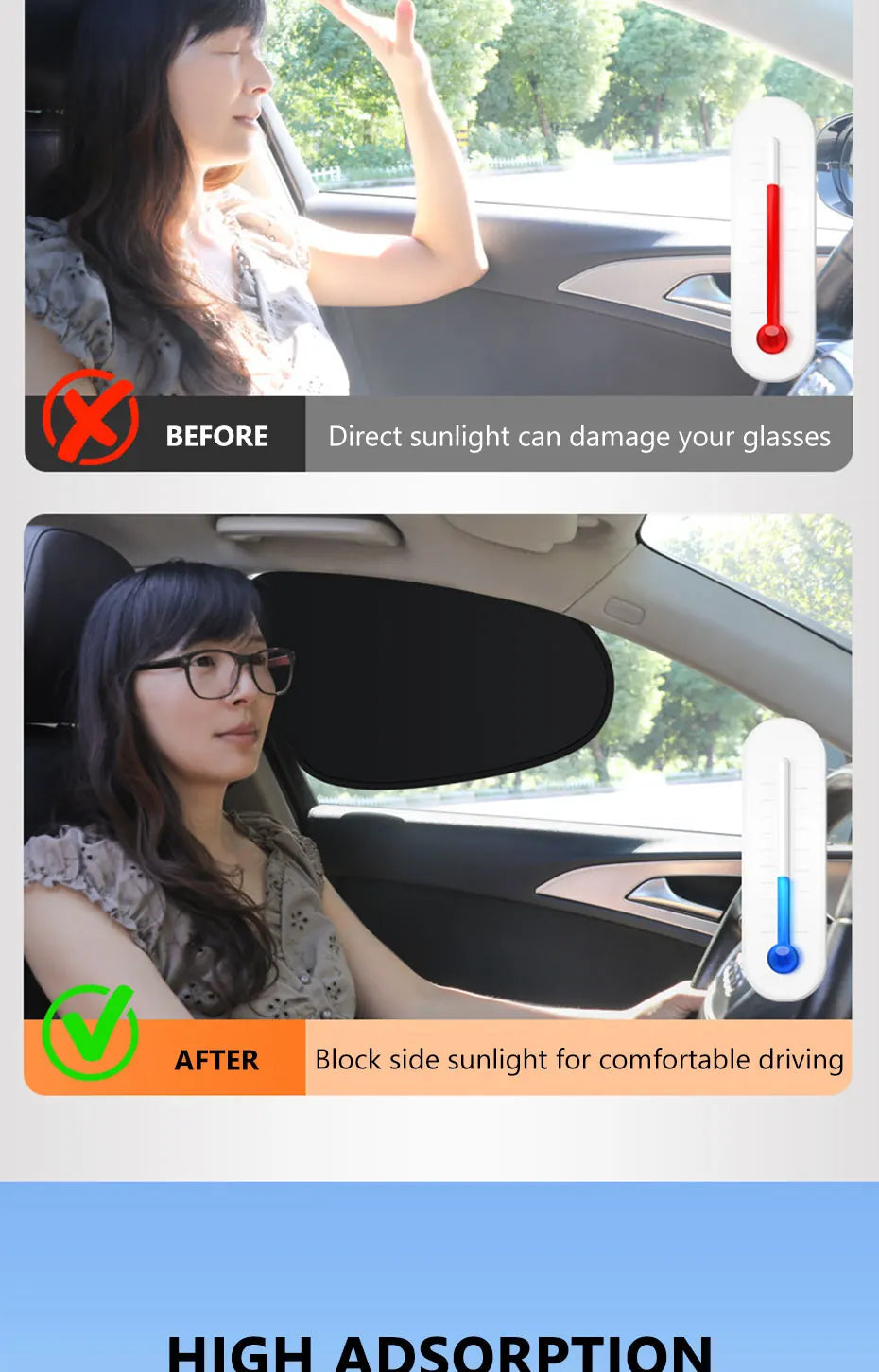 Side window fit of foldable car shade