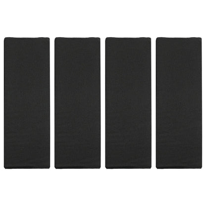 4 black foam garage wall bumper pads standing upright showing front surface texture