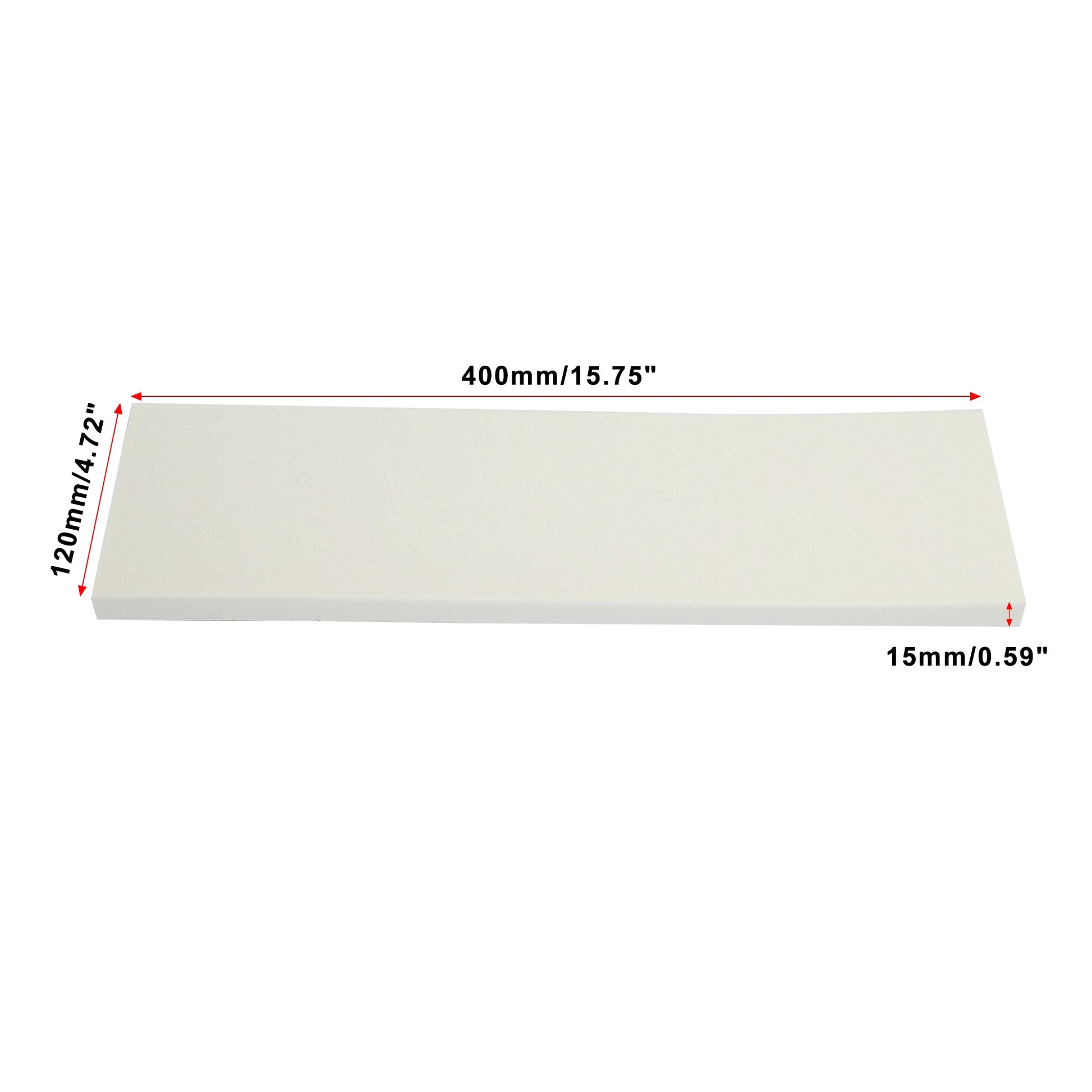 White EVA foam wall guard dimensions labeled: 400mm length, 120mm width, 15mm depth