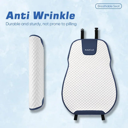 Ice silk car seat cover anti-wrinkle design showing front cushion and backrest pieces separately