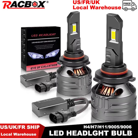 LED headlight bulb kit compatible with H4 H7 H11 9005 9006 sockets