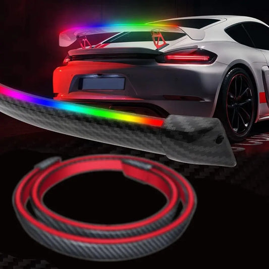 LED spoiler light strip glowing in trunk position – multi-color output