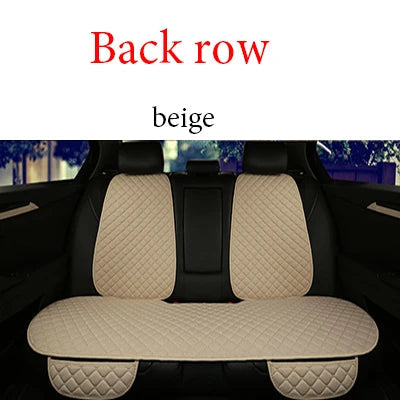 Linen car seat cover beige rear bench seat cover installed in car