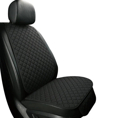 Linen car seat cover black single front seat side angle view