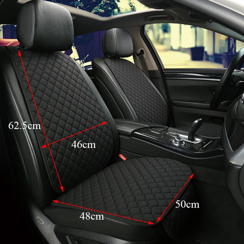 Linen car seat cover dimension diagram 62.5cm backrest height and 48x50cm seat area