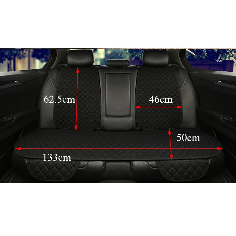 Linen car seat cover rear bench dimension diagram 133cm wide 50cm seat depth