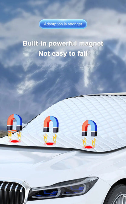 Durable magnetic windshield snow cover