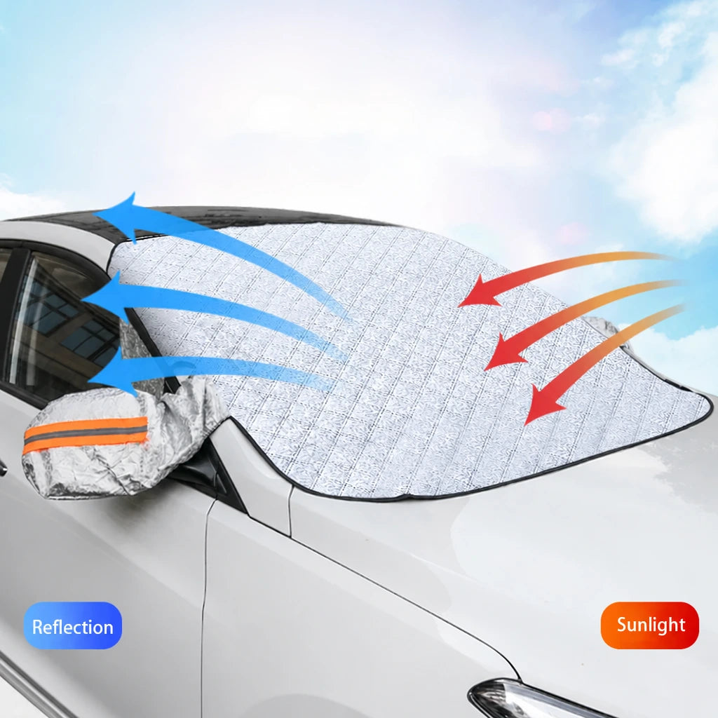 Magnetic windshield cover for snow frost UV shield