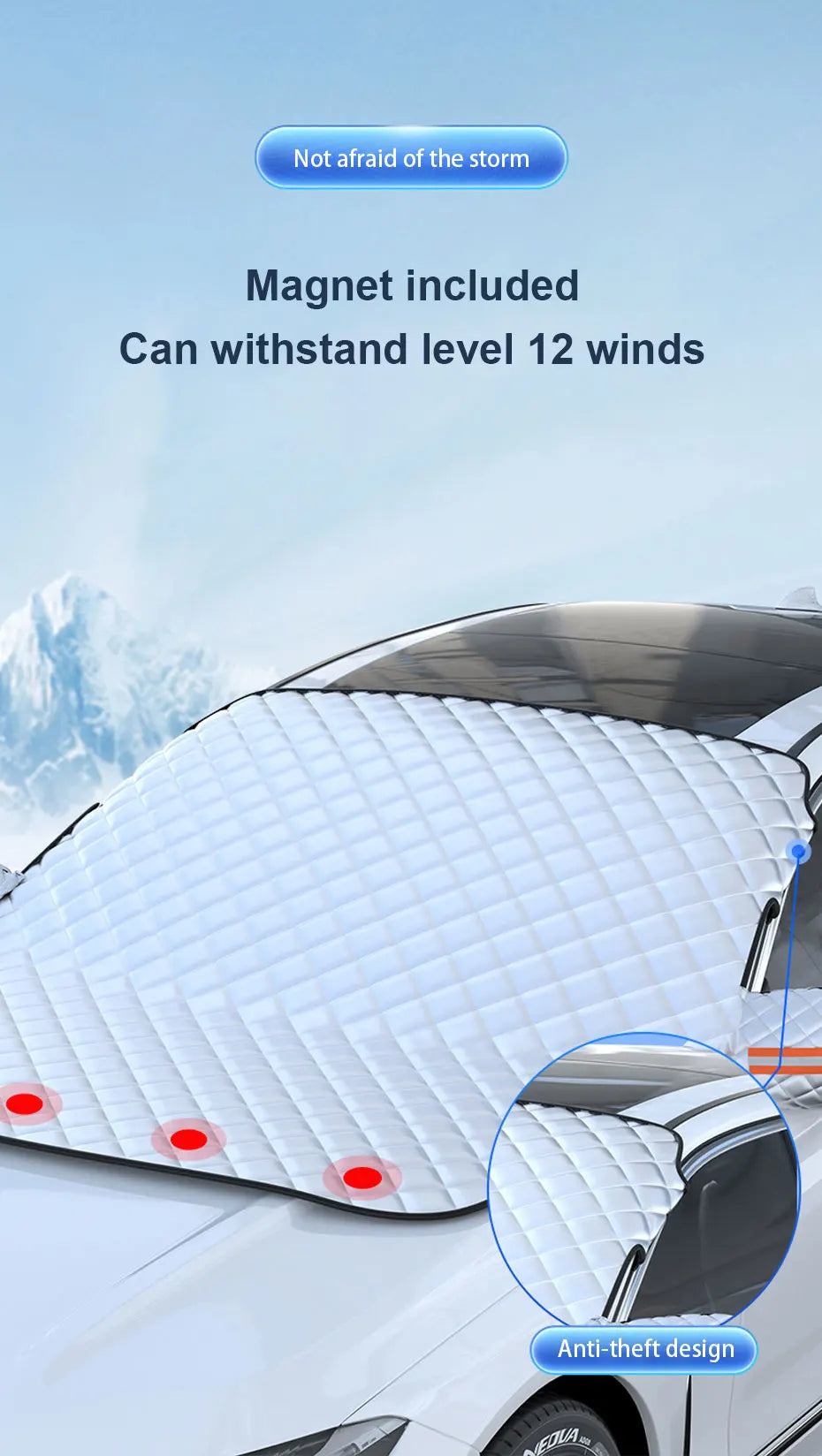 Compact storage of magnetic windshield cover