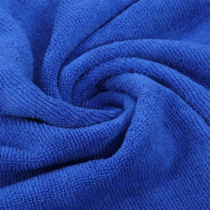 Close-up of blue microfiber cloth showing soft fine fiber texture