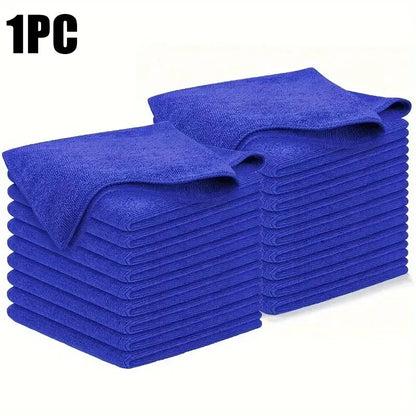 Stack of blue microfiber car cleaning towels 30x30cm single piece