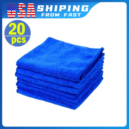 20-piece bundle of general-use 30×30cm microfiber towels for car and home cleaning