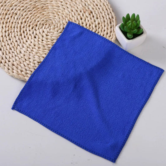Colorful stack of soft microfiber towels with stitched edges for durability
