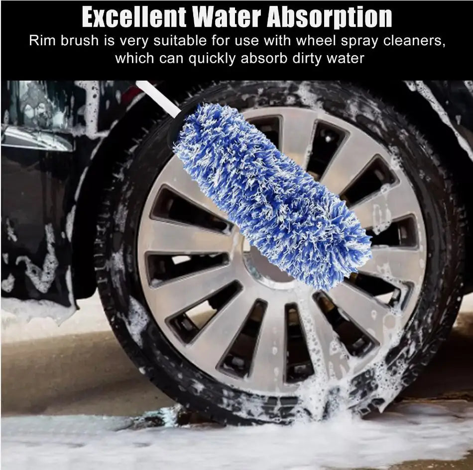 Durable stitching and soft material on wheel brush head for long-lasting use