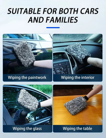 Wash mitt multi-surface use: car paintwork, interior console, glass window and table — 4-panel