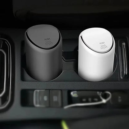 Black silicone mini car trash can with cup holder garbage bin