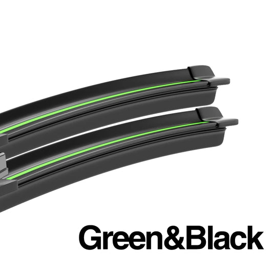 Wiper blades with green edge styling for Nissan Qashqai – sleek, aerodynamic design