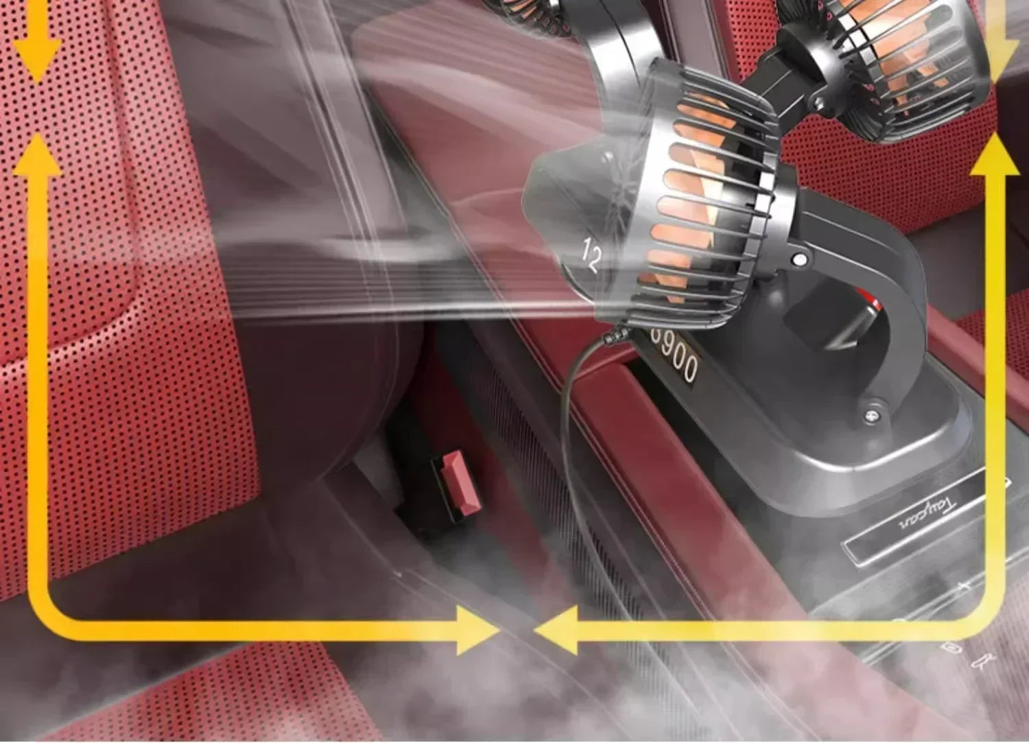 Airflow control on portable car dashboard fan