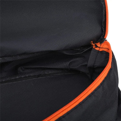 Interior view of storage pouch showing elastic pocket organizer and spacious compartment