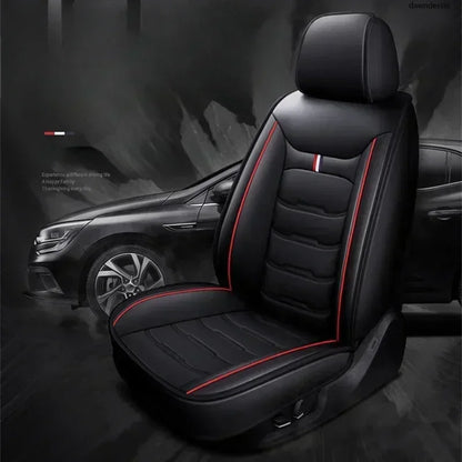 PU leather car seat cover in black with red trim for front driver seat