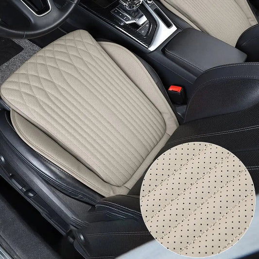PU leather car seat cushion for height — booster pad for driver seat in beige
