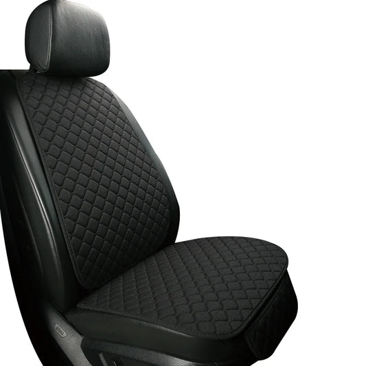 Black PU leather seat cover with vertical padding for front seat