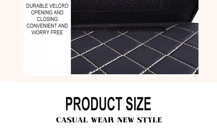 Durable velcro opening and closing mechanism on PU leather trunk organizer