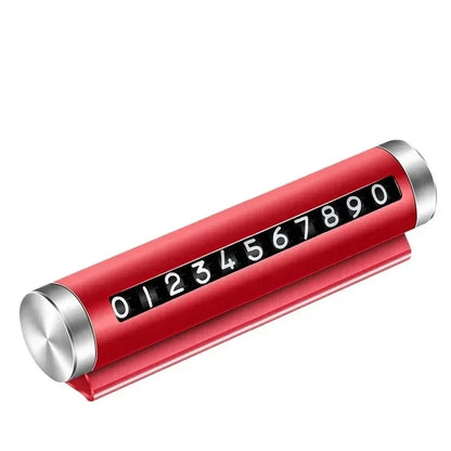 Red metal car parking number plate with rotating digits for windshield display