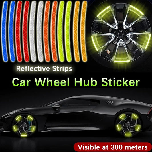 Reflective car stickers for wheels and doors — multi-color safety visibility strips