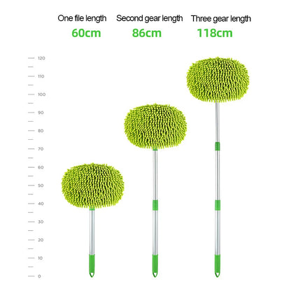 Disassembled parts of the car wash mop – handle sections and cleaning head shown